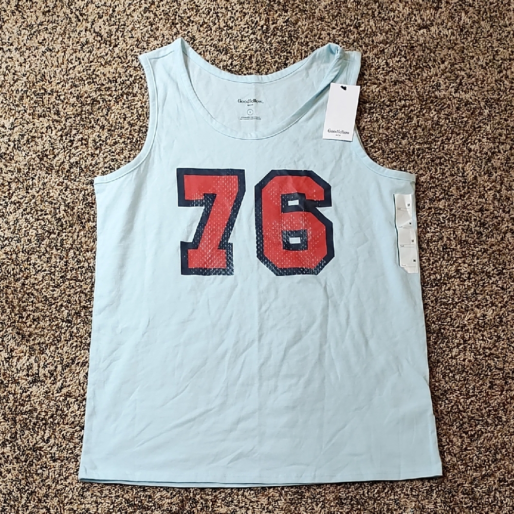 Goodfellow & Co | Casual Blue Tank Top with Red Graphic